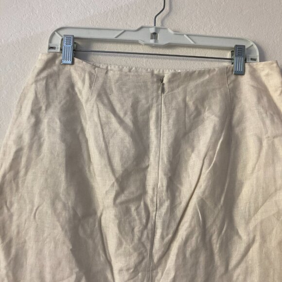 J Crew 100% Linen Pencil Skirt Yellow White Ombre Knee Length Office Summer 8 - Picture 7 of 12